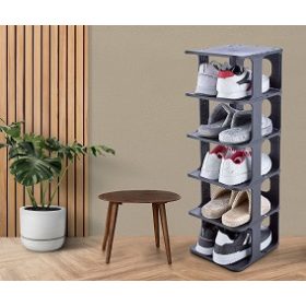 Cipőspolc műanyag fekete 6 polcos SP-327