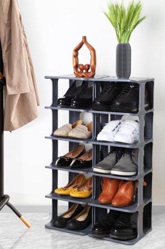 Cipőspolc műanyag fekete 6 polcos SP-327