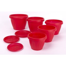 Virágedény Dália 1,3 l alátéttel piros 160