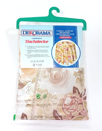 Asztalterítő viaszos vászon kerek Happy Home 138cm RS-1452