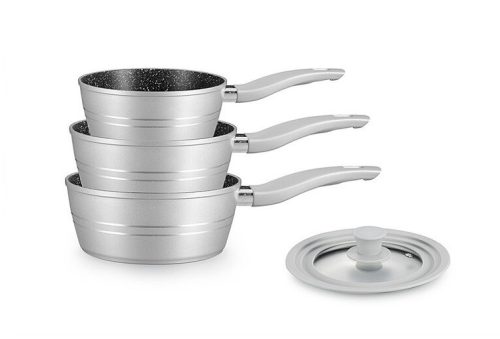 Nyeles főzőedény szett márvány bevonat szilikon fedővel 20/18/16 cm RL-FS3M