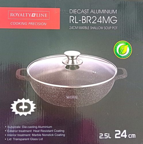 Főzőedény üveg fedővel márvány bevonat 24cm RL-BR24MG