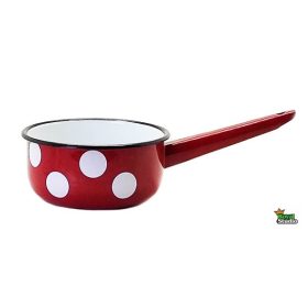   Zománcozott nyeles lábas piros pöttyös Happy Cooking 1,5L RS-1230