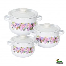   Zománcozott lábas szett fedővel Virág Happy Cooking 2,5/3,5/5,0L RS-1243