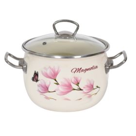   Zománcozott lábas üvegfedővel Magnólia Happy Cooking 5L RS-1384