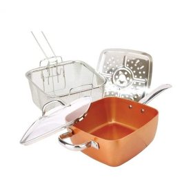   Serpenyő üveg fedővel, párolóbetéttel, sütőkosárral M-FA1004