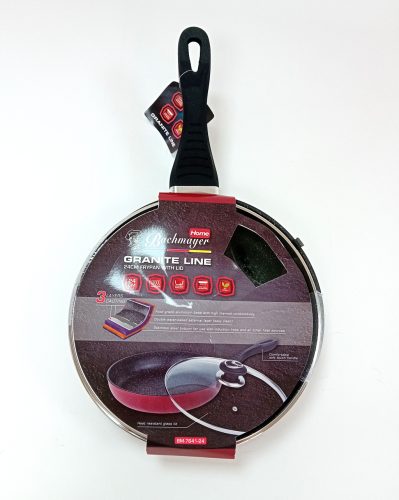 Serpenyő üveg fedővel gránit bevonat 24cm BM-7640-24
