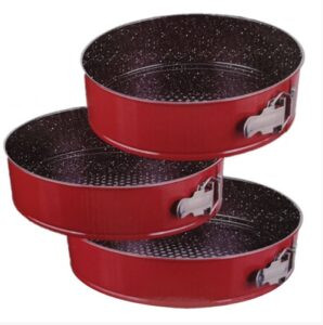 Tortaforma gránit bevonat kör alakú csatos 3db Piros (24-26-28cm) BM-334