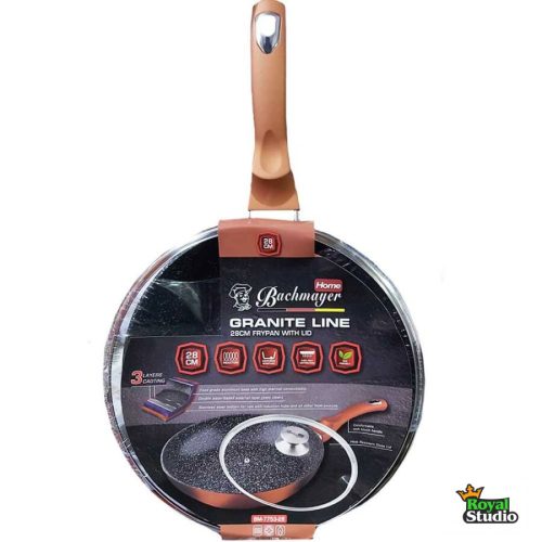 Serpenyő üveg fedővel gránit bevonat 24cm BM-7751-24