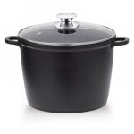 Fazék márvány bev. 24cm üveg fedővel FEKETE BM-7881-24