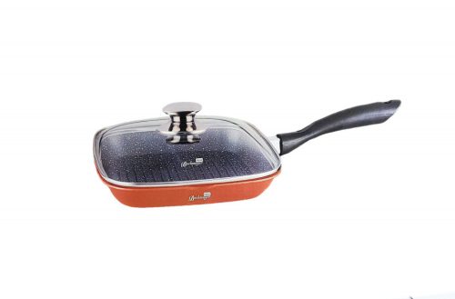 Grill serpenyő üveg fedővel márvány bevonat 28cm BM-7853-28