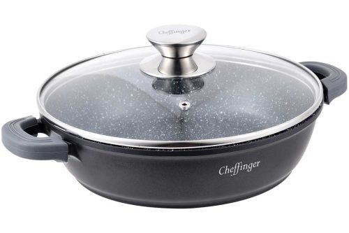 Lábas főzőedény üveg fedővel márvány bevonat 32cm CF-SC32