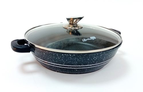 Lábas főzőedény üveg fedővel márvány bevonat 28cm BM-7771-28