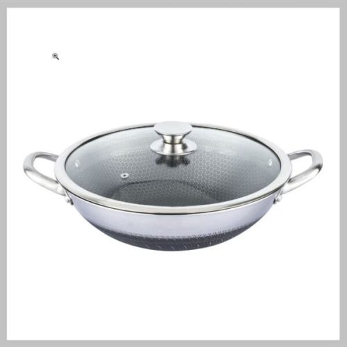 Wok serpenyő üveg fedővel 3D bevonat 32cm BM-1032-32