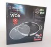 Wok serpenyő üveg fedővel 3D bevonat 32cm BM-1032-32