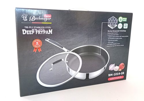 Serpenyő üveg fedővel 3D bevonat 28cm BM-1014-28