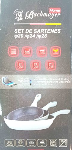 Serpenyő szett márvány bevonattal 3 részes szürke BM-77037