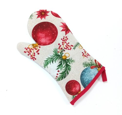Konyhai teflonos kesztyű, edényfogó karácsonyi mintával Happy Home